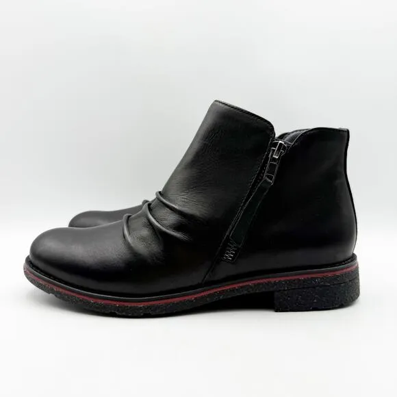 Aetrex Womens Mila Boots US 7 EU 37 Black Leather Ankle Block Heel NWOB