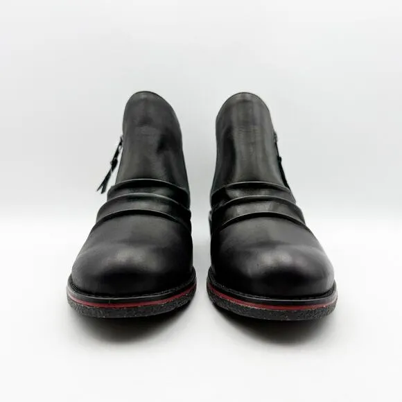 Aetrex Womens Mila Boots US 7 EU 37 Black Leather Ankle Block Heel NWOB