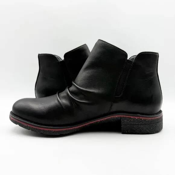 Aetrex Womens Mila Boots US 7 EU 37 Black Leather Ankle Block Heel NWOB