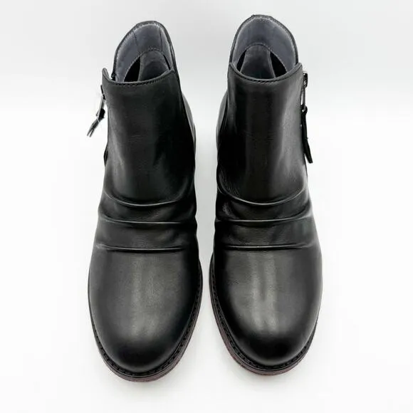 Aetrex Womens Mila Boots US 7 EU 37 Black Leather Ankle Block Heel NWOB