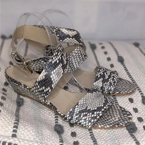 AGL Attilio Giusti Leombruni Snakeskin Leather Sandals Gray Women's Size 38 1/2