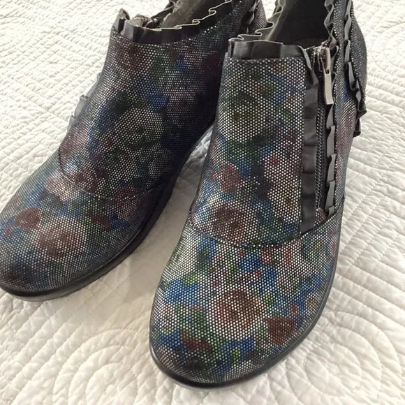 Alegria Ankle Boots Women's Size 39 US9 Hannah Multi Dot Floral HAN-509 Leather
