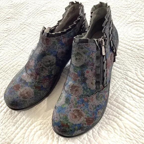 Alegria Ankle Boots Women's Size 39 US9 Hannah Multi Dot Floral HAN-509 Leather