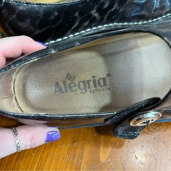Alegria Black and gray Leopard Print Mary Jane Shoes size 39