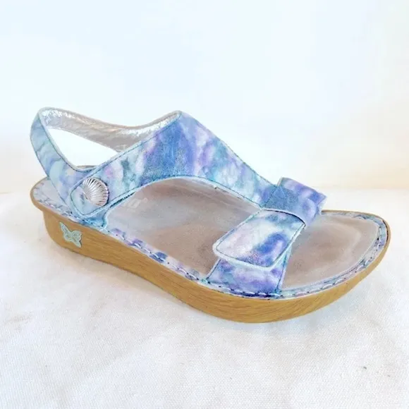 Alegria Kendra Blue Watercolor Adjustable Sandals
