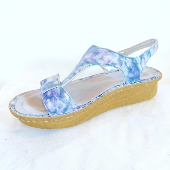 Alegria Kendra Blue Watercolor Adjustable Sandals