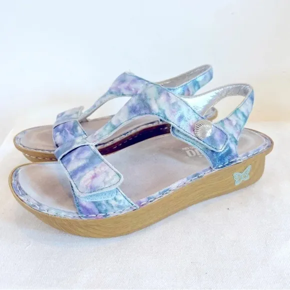 Alegria Kendra Blue Watercolor Adjustable Sandals
