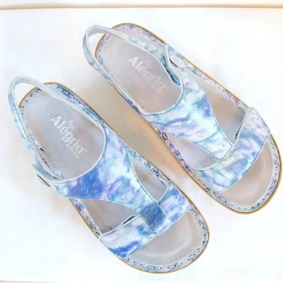 Alegria Kendra Blue Watercolor Adjustable Sandals
