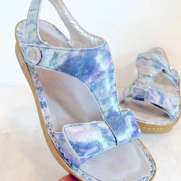 Alegria Kendra Blue Watercolor Adjustable Sandals