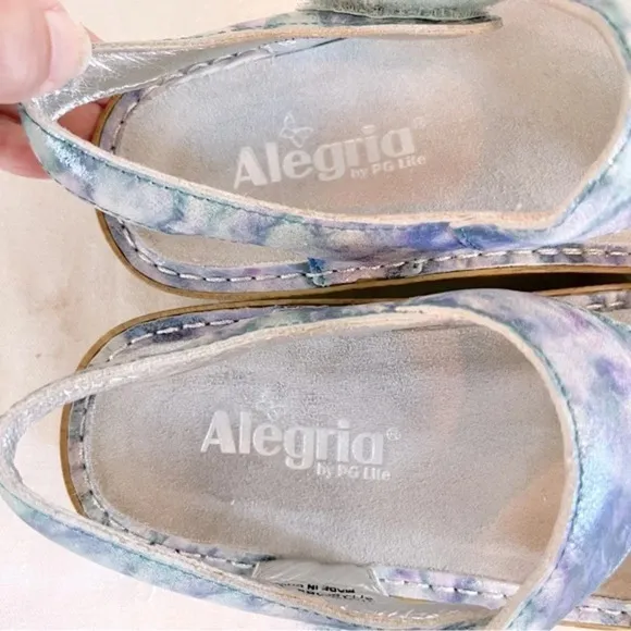 Alegria Kendra Blue Watercolor Adjustable Sandals