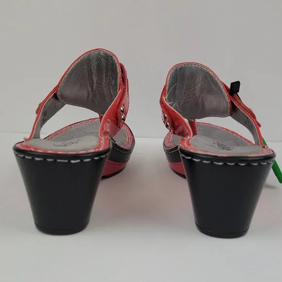 Alegria Lola Patent Wedge Sandals Red EU Size 38