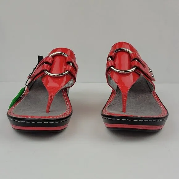 Alegria Lola Patent Wedge Sandals Red EU Size 38