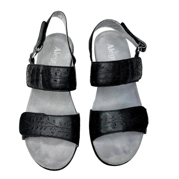 Alegria Romi Leather Sandals Burnished Black SZ 39 US 9