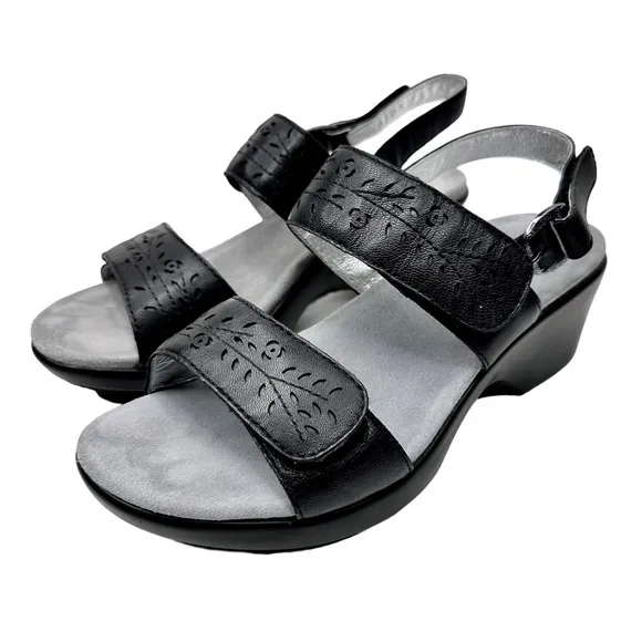 Alegria Romi Leather Sandals Burnished Black SZ 39 US 9