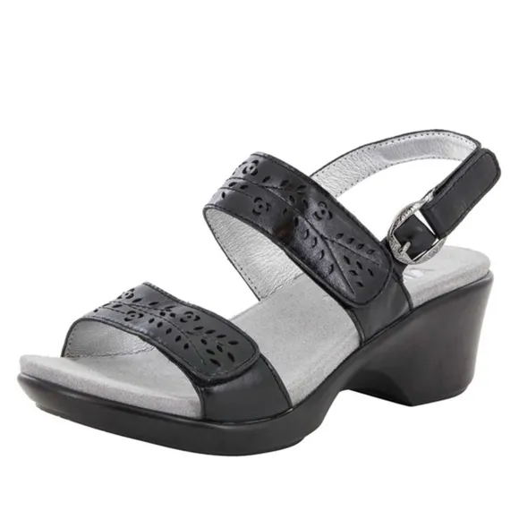 Alegria Romi Leather Sandals Burnished Black SZ 39 US 9