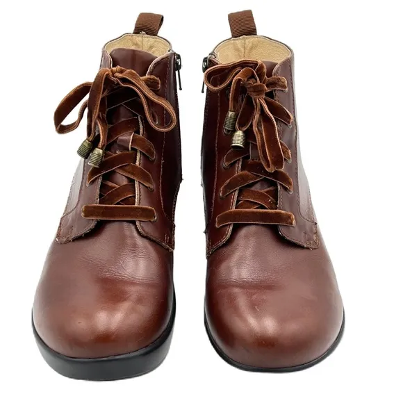 Alegria Womens Ankle Boots Size US 10.5-11 EU 41 Side Zip Leather Brown