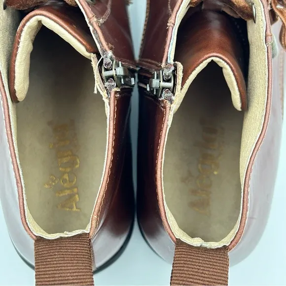 Alegria Womens Ankle Boots Size US 10.5-11 EU 41 Side Zip Leather Brown