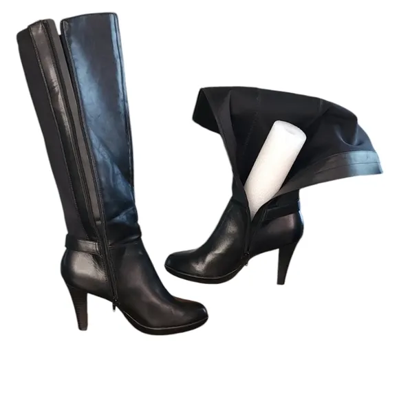 Alfani Women's 8M Vennuss Step 'N Flex Full Side Zipper Black Dress Boots
