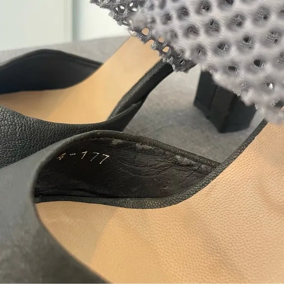 ALL BLACK Mesh Ankle Heeled Sandals - Size 36.5
