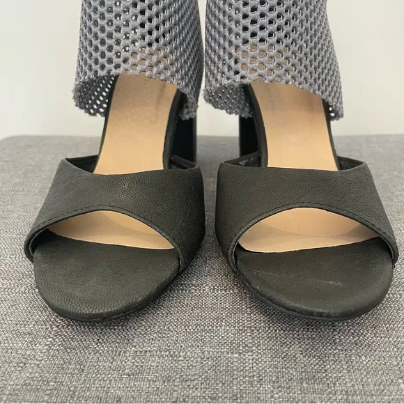 ALL BLACK Mesh Ankle Heeled Sandals - Size 36.5