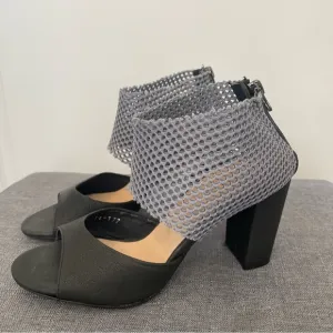 ALL BLACK Mesh Ankle Heeled Sandals - Size 36.5
