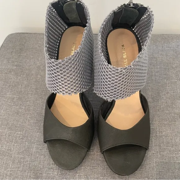 ALL BLACK Mesh Ankle Heeled Sandals - Size 36.5