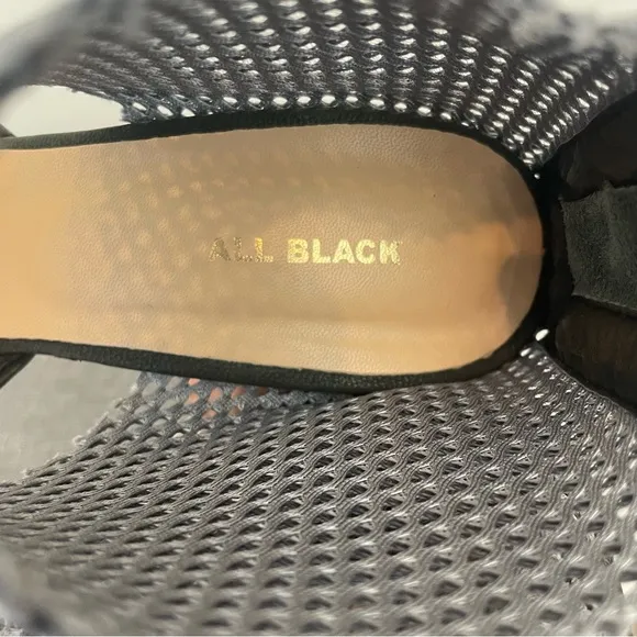 ALL BLACK Mesh Ankle Heeled Sandals - Size 36.5