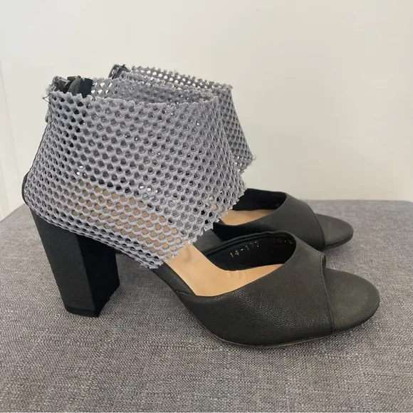 ALL BLACK Mesh Ankle Heeled Sandals - Size 36.5