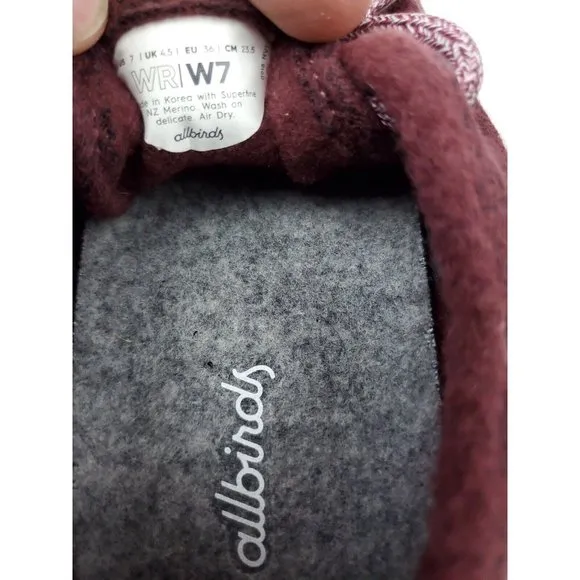 Allbirds Women's Wool Runners Red Burgundy Comfort Shoes Size 7