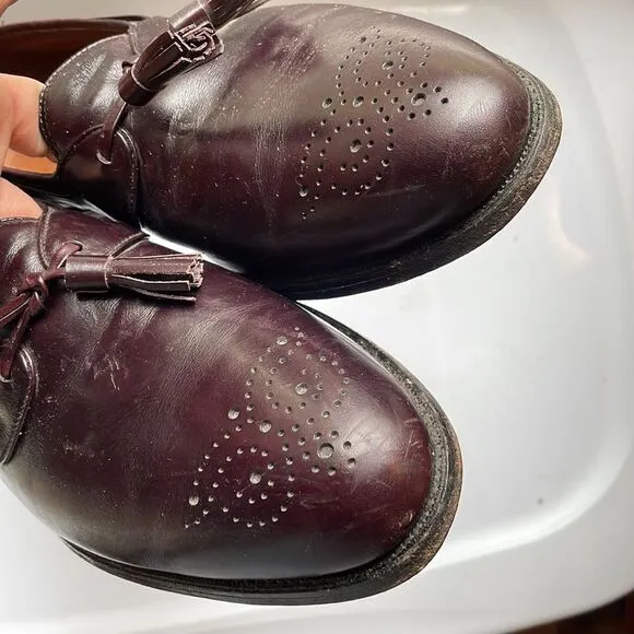 Allen Edmonds Windham burgundy leather oxford type slip on dress shoes