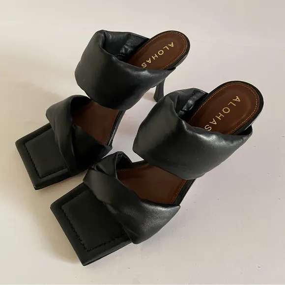 ALOHAS Black Twist Strap Mule Size 6.5
