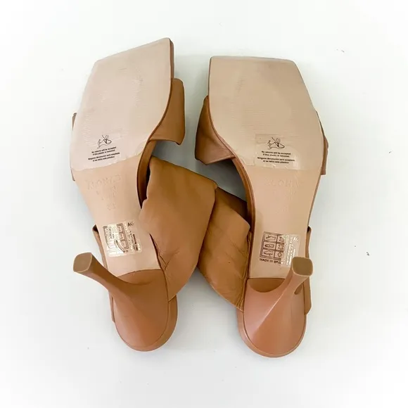 Alohas Twist Strap Camel Heels Sandals Square Toe