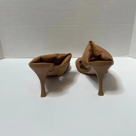 ALOHAS Twist Strap Sandals Womens EUR 39 Heel Camel Leather Square Toe