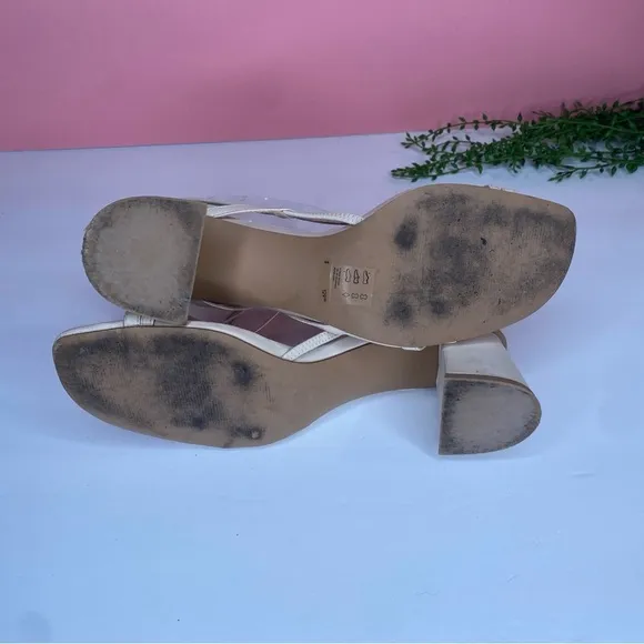 &amp; Other Stories Cream Strappy Block Heel Square Toe Leather Sandals Size 7