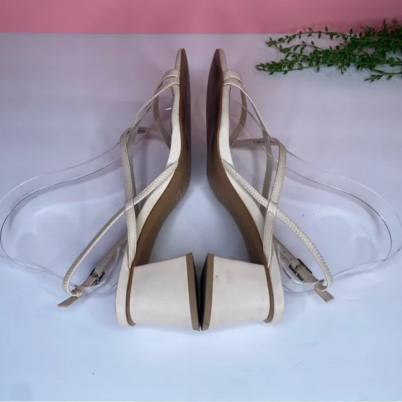 &amp; Other Stories Cream Strappy Block Heel Square Toe Leather Sandals Size 7