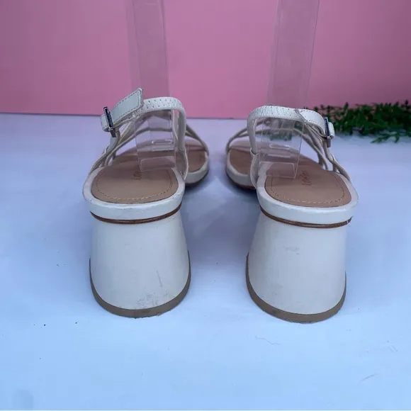 &amp; Other Stories Cream Strappy Block Heel Square Toe Leather Sandals Size 7