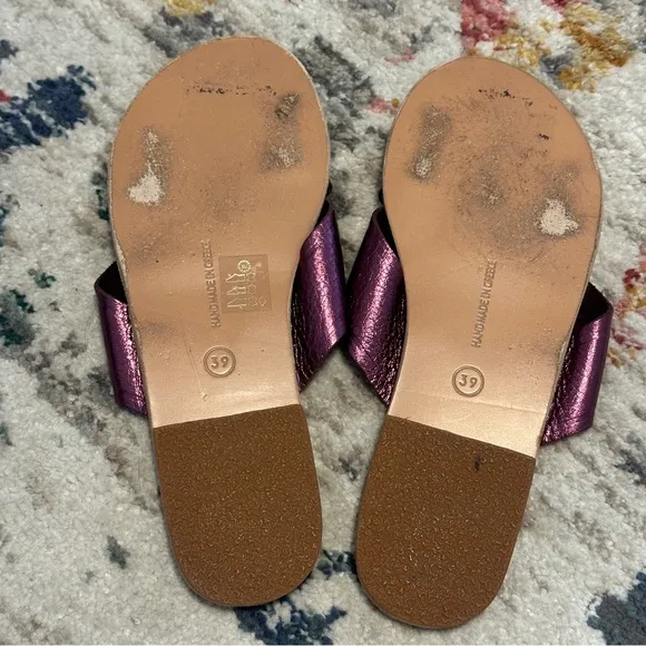 Ancient Greek Sandals - Thais Plum Leather Size 39 US 8