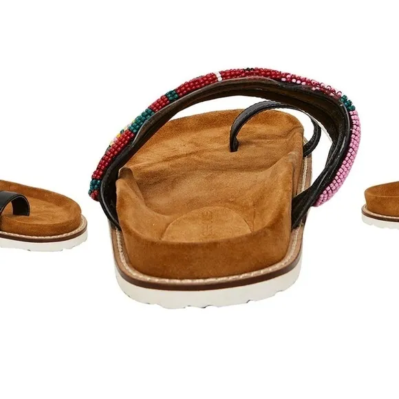 André Assous Kalima beaded toe loop sandals