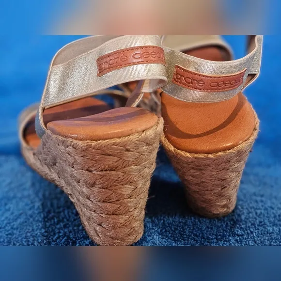 André Assous Women's Allison Espadrille Open Toe Wedge Sandals Sz7 (38)