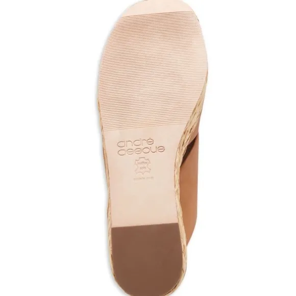 Andre Assous Calesa Leather Espadrille Platform Camel Sandal Size 38 EU (7.5 US)