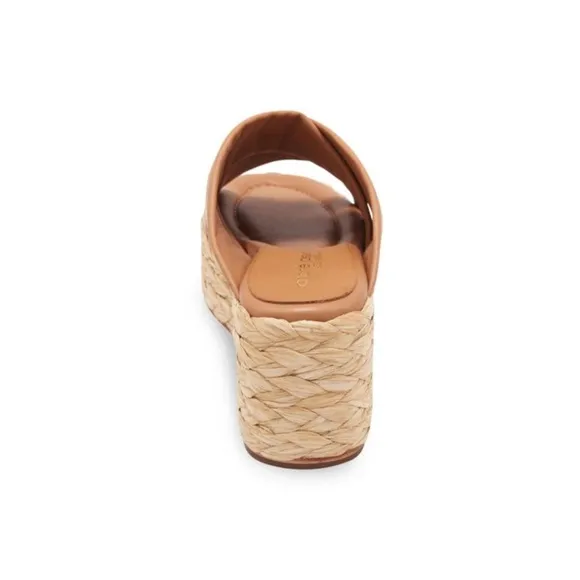 Andre Assous Calesa Leather Espadrille Platform Camel Sandal Size 38 EU (7.5 US)