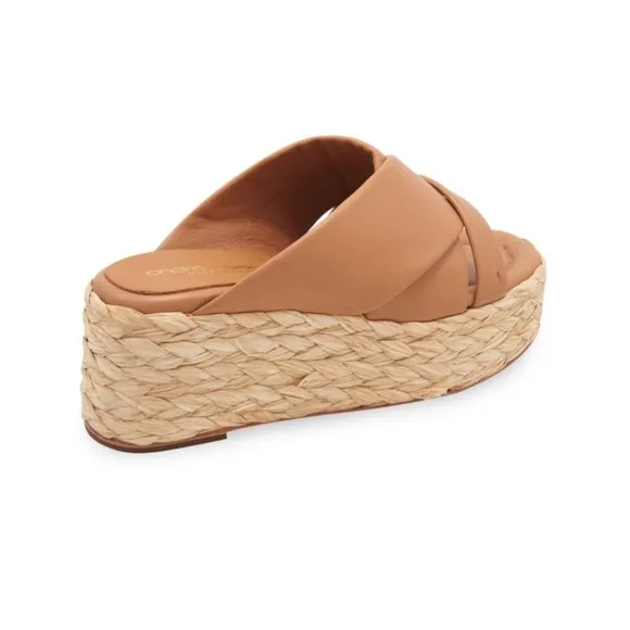 Andre Assous Calesa Leather Espadrille Platform Camel Sandal Size 38 EU (7.5 US)
