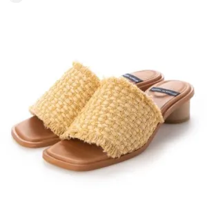 ANGEL ALARCONSquare Toe Mule Sandals (Beige)