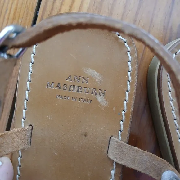 Ann Mashburn Italian Resort Metallic Silver Spring Vacay Leather Sandals 37 36.5