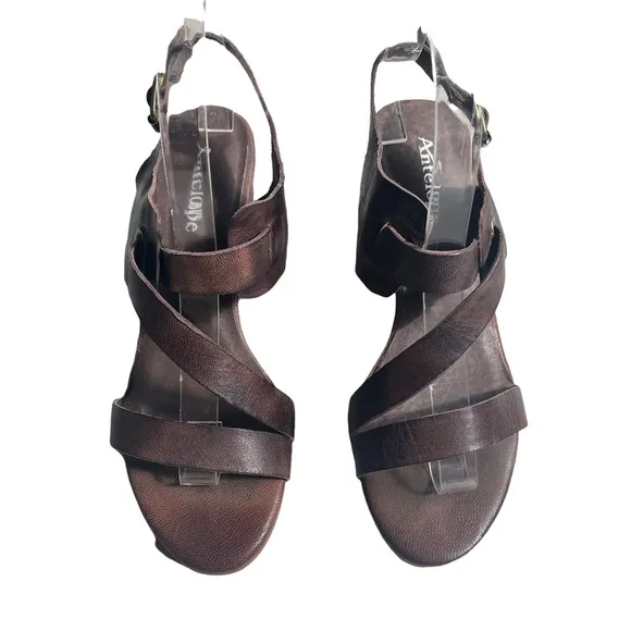 Antelope Dark Brown Zigzag-Strap Ada Leather Sandal