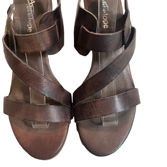 Antelope Dark Brown Zigzag-Strap Ada Leather Sandal