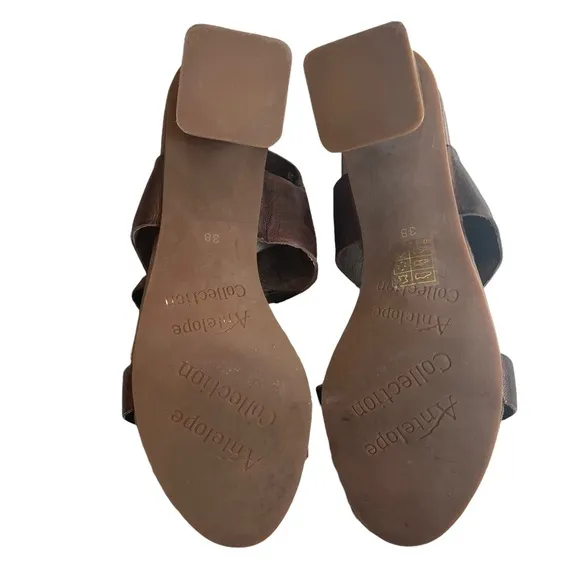 Antelope Dark Brown Zigzag-Strap Ada Leather Sandal