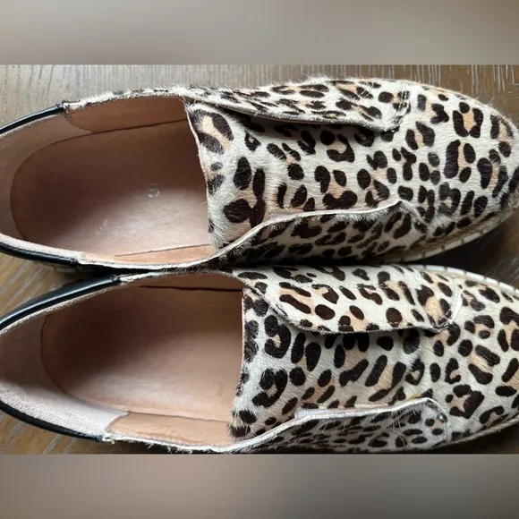 Anthropologie J Slides Leopard Print Leather Slip On Shoes Size 7.5
