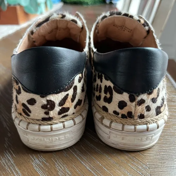 Anthropologie J Slides Leopard Print Leather Slip On Shoes Size 7.5