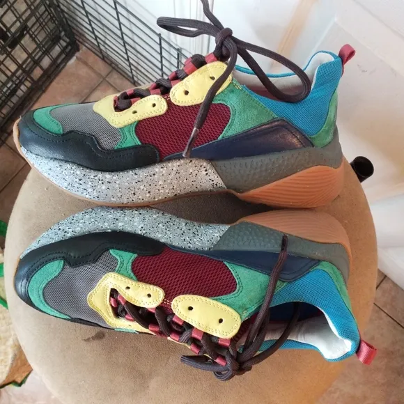 Anthropologie Lola Cruz Multicolor Pattern Suede/Techno Fabric 7.5